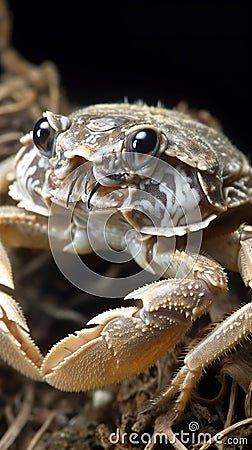 Crab on a black background, close-up of a crab Cartoon Illustration