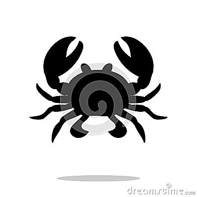 Crab black silhouette aquatic animal Vector Illustration