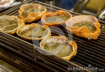 Crab boiled grill or Kani Miso Korasho in Japanese, one of delicious and famous meal in Japan Stock Photo