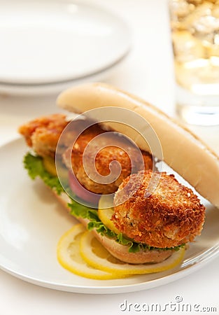 Crab Cake Sandwich Stock Photo