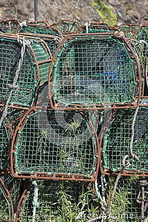 Crab Catching Nets, Viavelez; Asturias Stock Photo