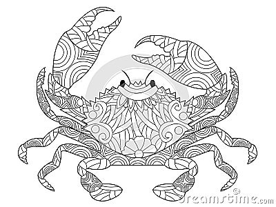 Crab coloring book vector for adults Vector Illustration