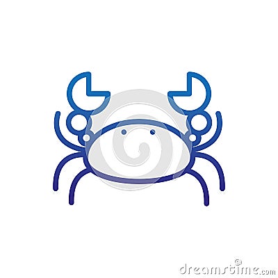 Crab crustacean animal marine life thick line blue Vector Illustration