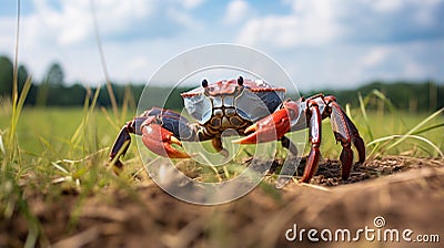 Blue And Red Legged Crab: A Stunning Vray Style Coastal Landscape Stock Photo