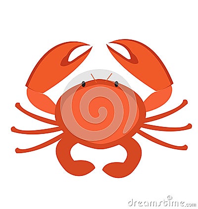 Crab icon flat style. Isolated on white background. Vector illustration, clip art. Vector Illustration