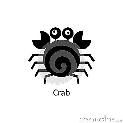 Crab icon. Silhouette vector icon Vector Illustration