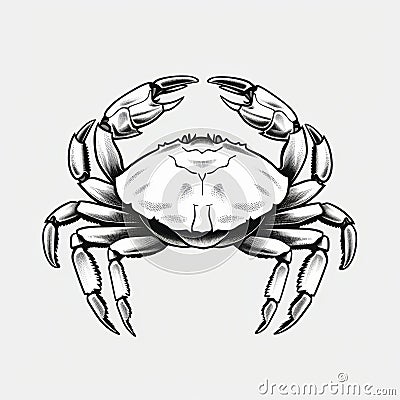 Black And White Crab Illustration For Brand Logo Design Cartoon Illustration