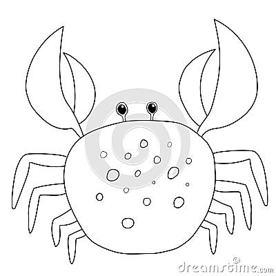 Crab Line art Black on white background Illustration doodle Monochrome Underwater World collection Icons and symbols Stock Photo