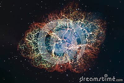 Crab Nebula in constellation Taurus. Supernova Core pulsar neutron star. Stock Photo