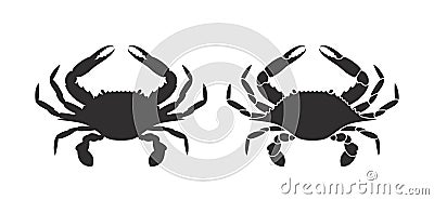 Crab silhouette. Logo. Isolated crab on white background Vector Illustration