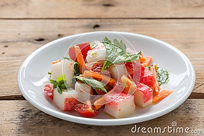 Crab stick spicy salad. Stock Photo