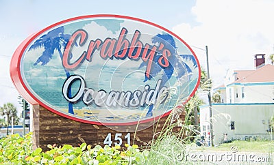 Crabby`s Oceanside Sign, Daytona Beach, Florida Editorial Stock Photo