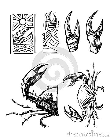 Crabs and pincers vector illustration Vector Illustration