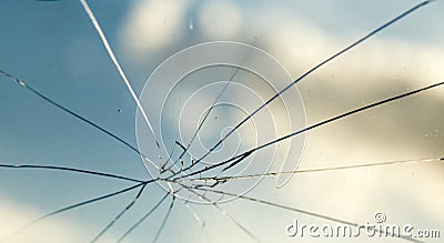 Crack on the auto glass as a background Stock Photo