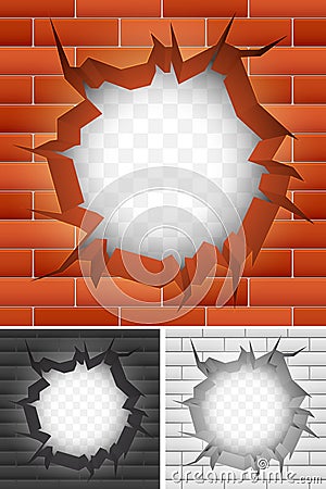 Crack in brick wall. Vector Illustration
