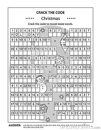 Crack the code word game with Christmas holiday words Vector Illustration