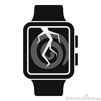 Crack display smartwatch repair icon, simple style Vector Illustration