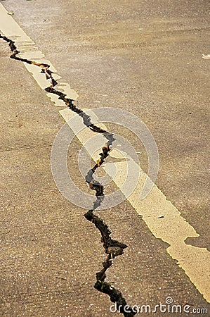 Crack in pavement Stock Photo