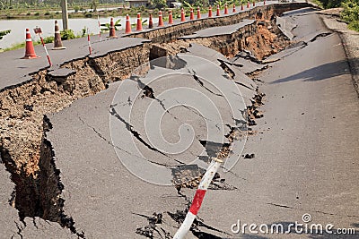 Cracked asphalt road Stock Photo