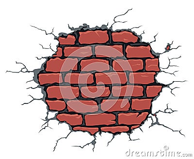 Cracked brick wall Vector Illustration