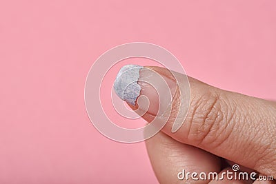 Cracked broken nail, Nail weakness damage from gel polish coating, Fingernail Stock Photo