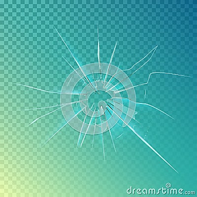 Cracked or broken, shattered glass, mirror Vector Illustration