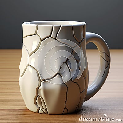 Realistic Cracked Ceramic Coffee Mug - Creative Commons Attribution Stock Photo