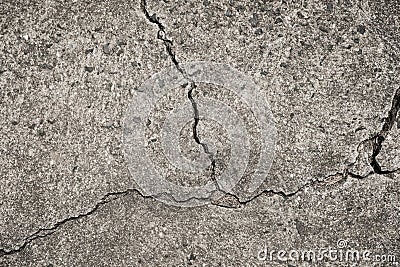 Cracked concrete floor - crack in wall - broken stone texture Stock Photo