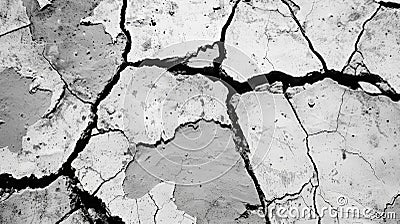 Cracked concrete surface with fissures Stock Photo