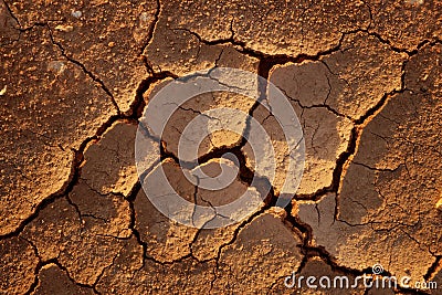 Cracked desert soil due to climate change and global warming. Desertification and drought concept Stock Photo