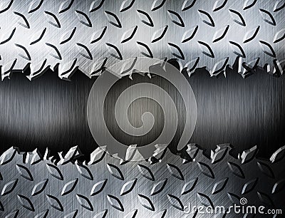 Cracked diamond metal plate Stock Photo