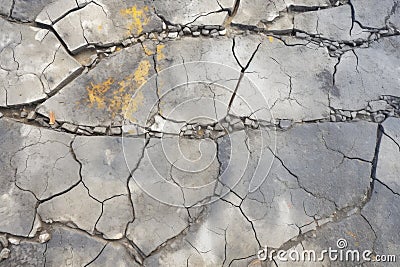 cracked and distressed concrete pavement Stock Photo