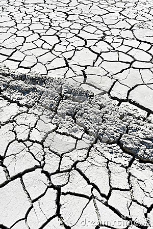 Cracked earth near mud volcanoes Stock Photo