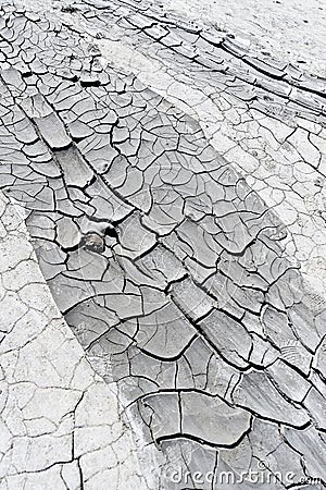 Cracked earth near mud volcanoes Stock Photo