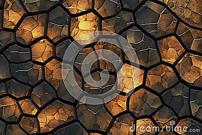 Cracked floor background with golden veins. Ai generated Stock Photo