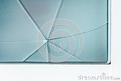Cracked frosted glass window pane Stock Photo