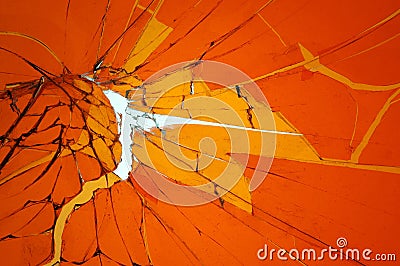 Background with broken cracked glass. Colored glass Stock Photo