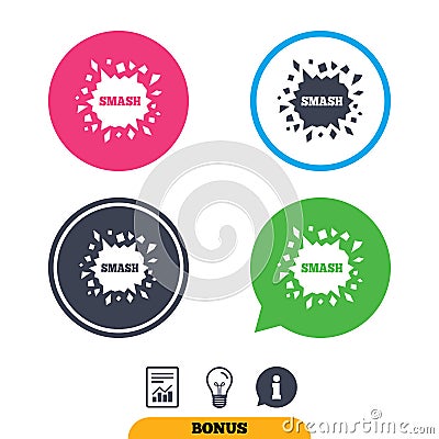 Cracked hole icon. Smash or break symbol. Vector Illustration