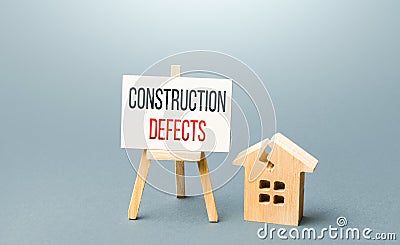 Cracked house and construction defects sign. Correction of damage and elimination of causes that violate the integrity of the Stock Photo