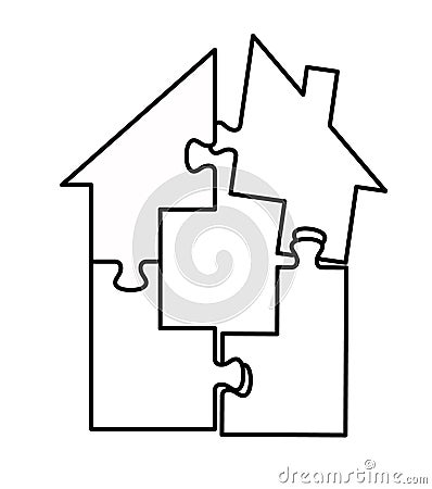 Cracked house isolated on background. Divorce couple. Split house symbol divorce family. Rip relationship. Concept breakup. Divorc Vector Illustration