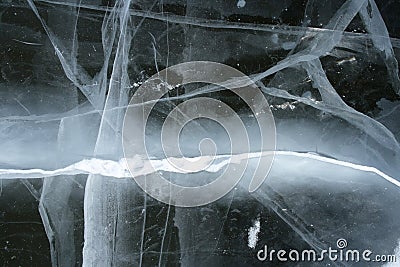 Cracked ice: snowy lightning Stock Photo
