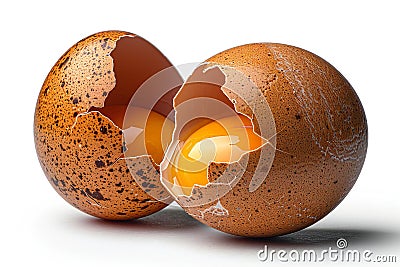Cracked open egg shell, isolated on a white background with a clipping path. full depth of field with focus stacking. cutout Cartoon Illustration