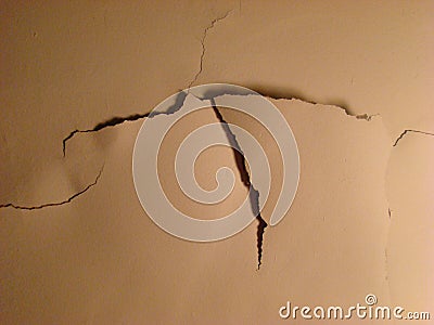 Cracked peeling wall paint Stock Photo