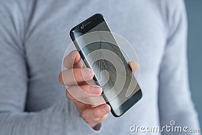 Cracked screen mobile device phone repair Stock Photo