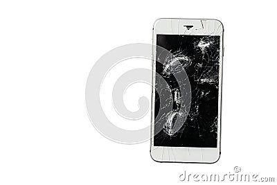 Cracked screen of smartphone mobile black Stock Photo