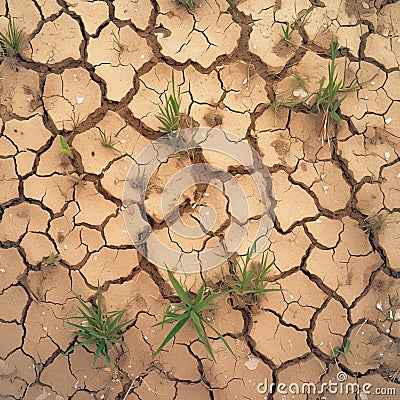 Cracked summer soil, parched and weathered, longing for life giving rain Stock Photo