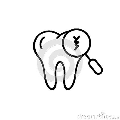 Cracked tooth icon. Dental and medicine. Caring for teeth, broken teeth and cavities. Vector on isolated white background. EPS 10 Vector Illustration