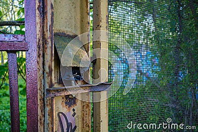 cracked walls with splices in old concrete building Stock Photo