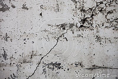 Cracked whitewashed wall with rich and various texture Stock Photo