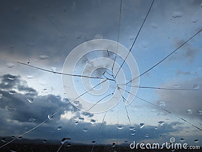 Cracked Windshield Stock Photo